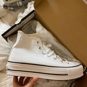 White Canvas Platform Converse